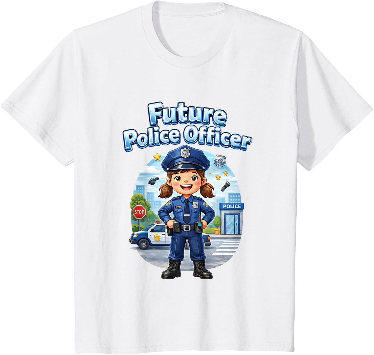 Police Car T-Shirt - White