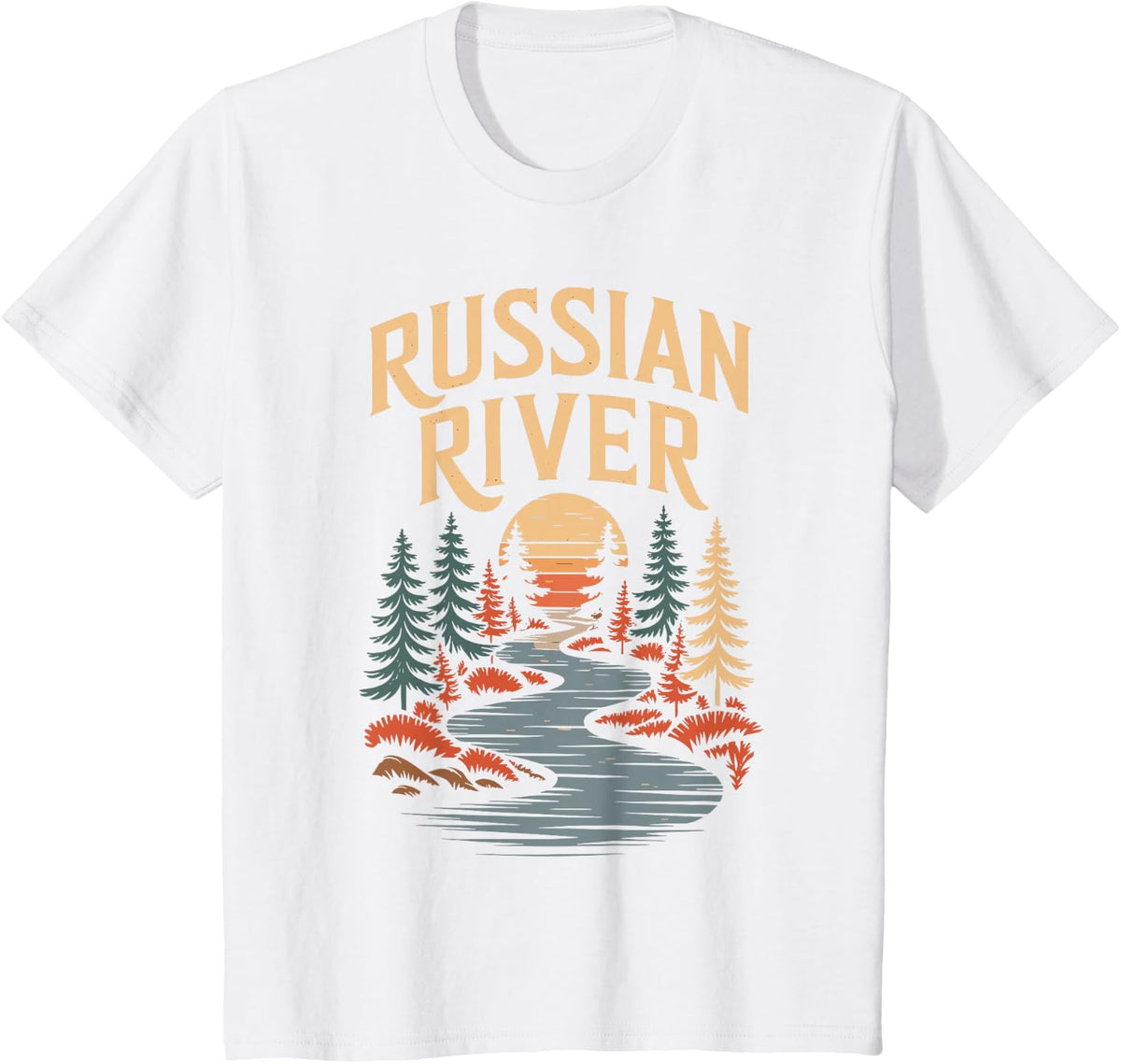 Russian River T-Shirt Retro Minimalist River Russian T-Shirt - White