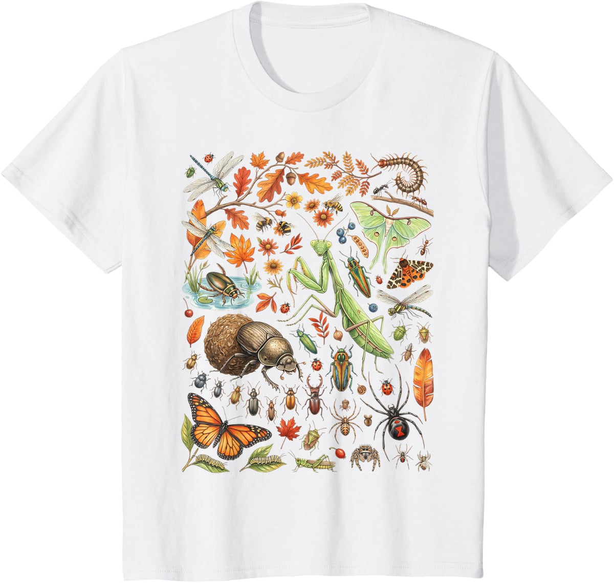 Types Insect Species Entomology Entomologist Bug Collection T-Shirt - White