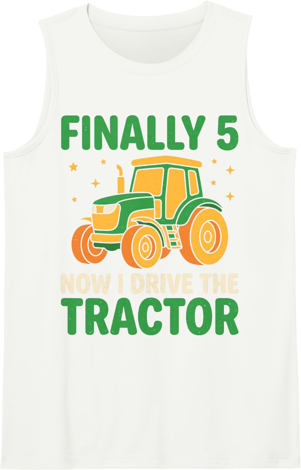 Finally 5 Years Now I Drive The Tractor 5th Birthday Farmer Sleeveless Tank Top - White