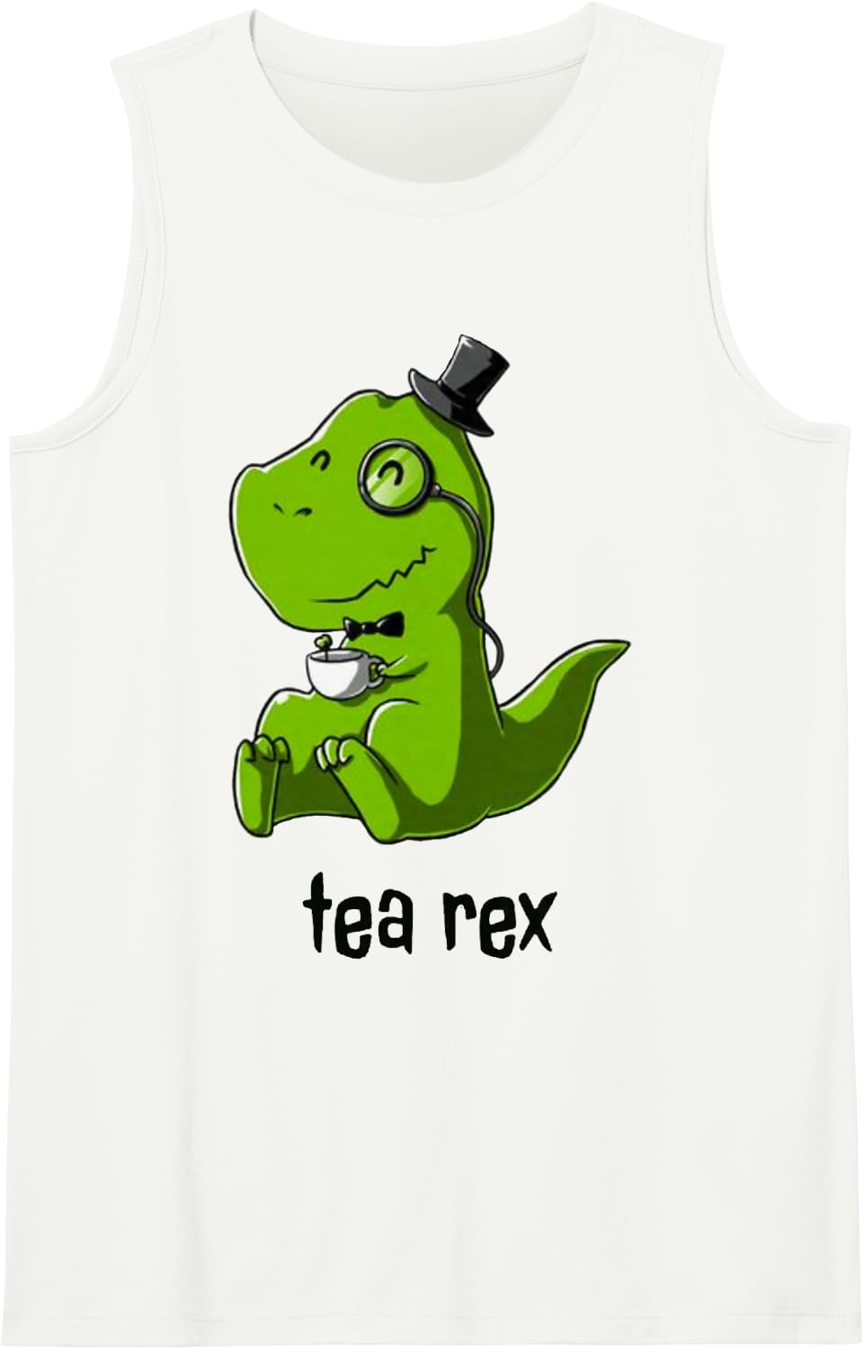 Tea Rex T-Rex Dinosaur Dino Coffee Hot Drink Cool Cute Funny Sleeveless Tank Top - White