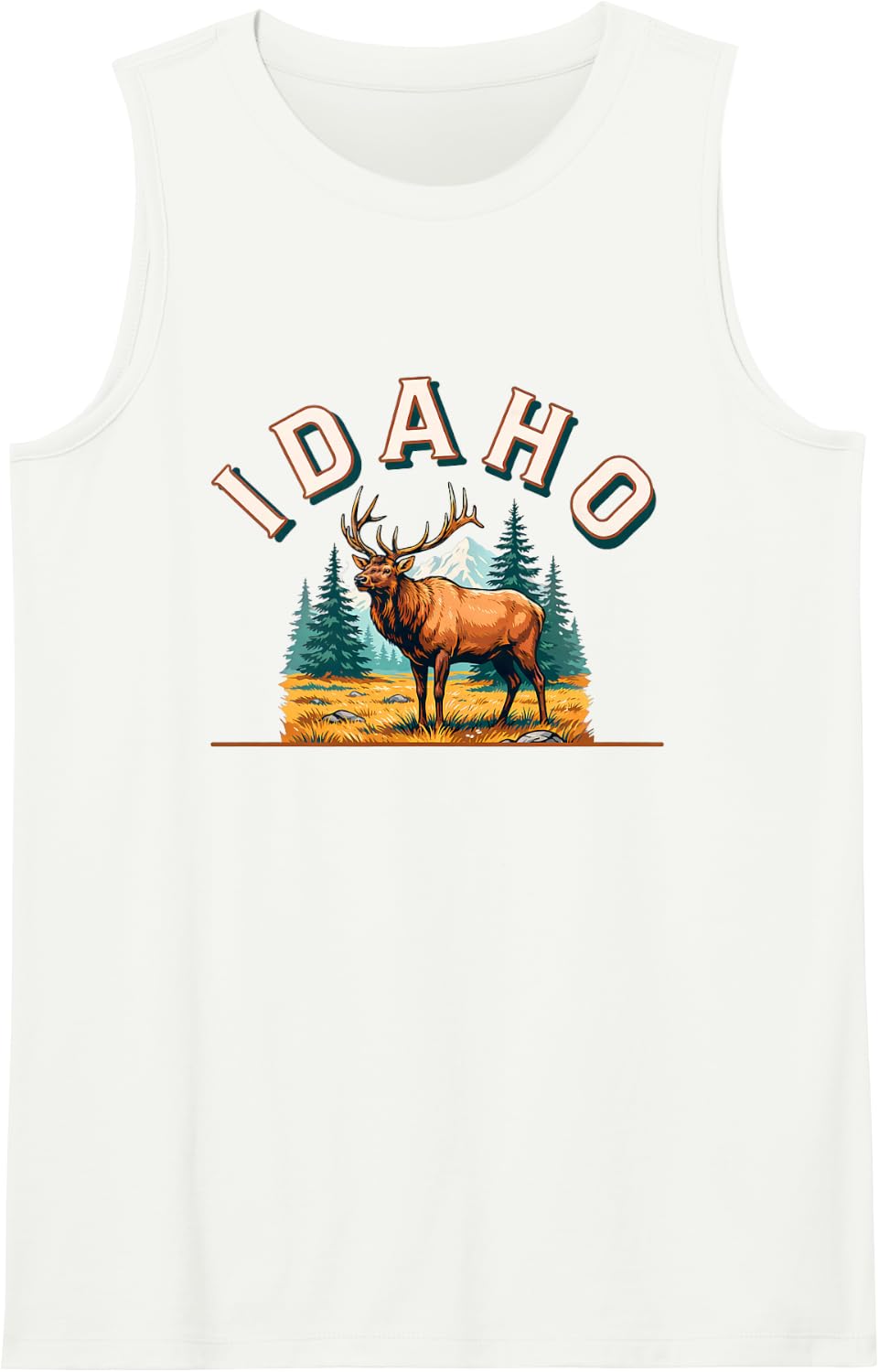 Idaho Elk Pine Forest Mountain Wildlife Hunting Sleeveless Tank Top - White