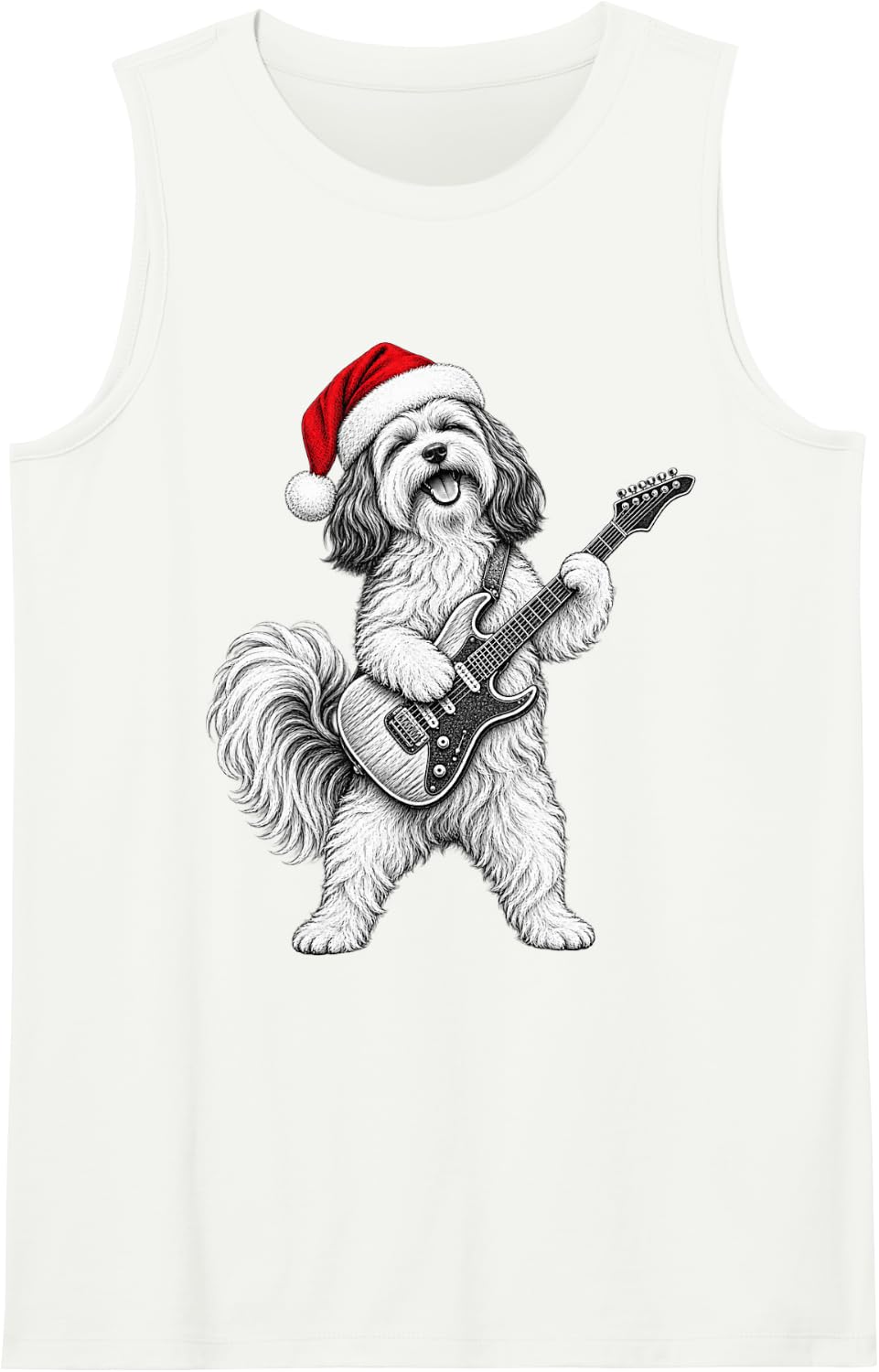 Havanese X-Mas Electric Guitar Musician Sleeveless Tank Top - White