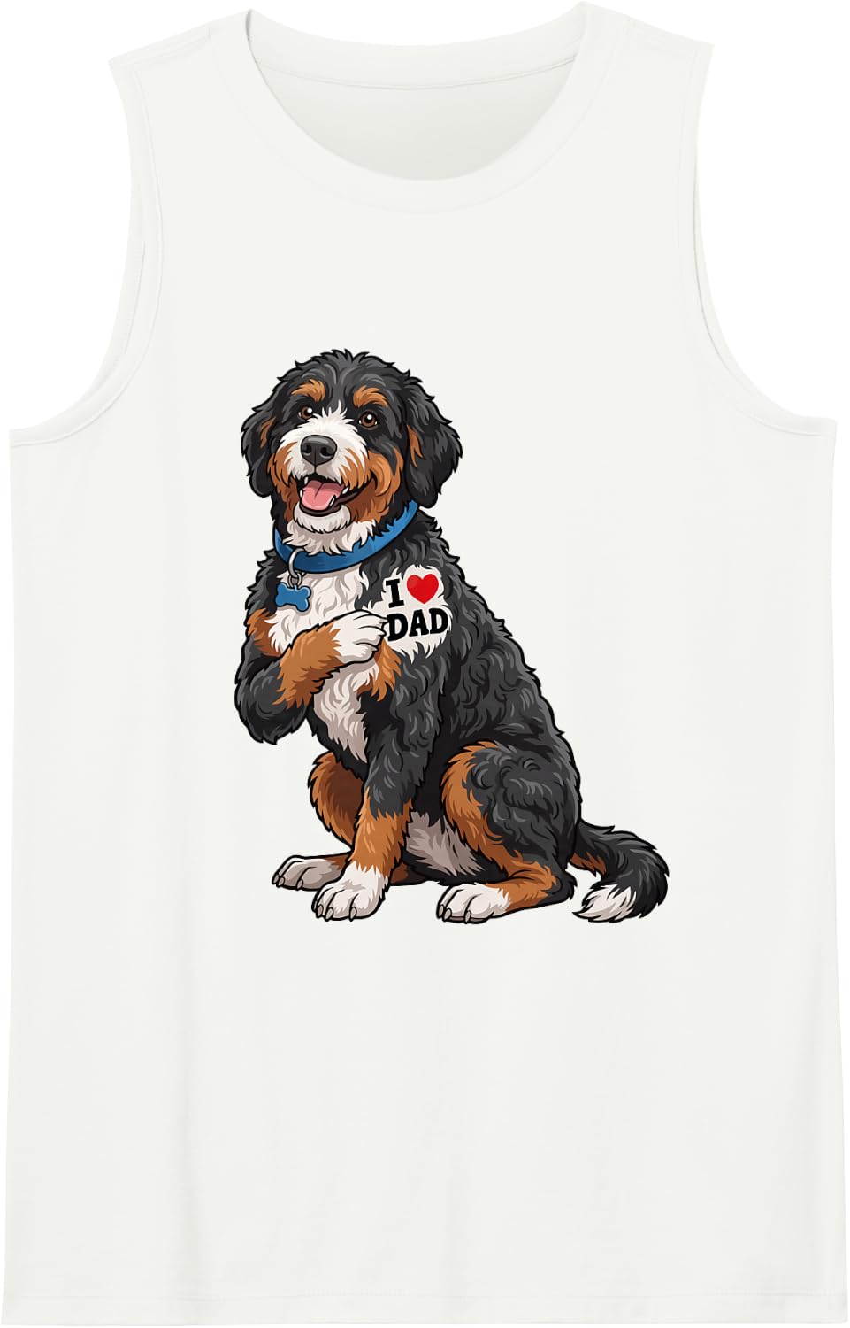 Funny Bernedoodle Dad Art for Men Boys Dad Bernedoodle Owner Tank Top - White