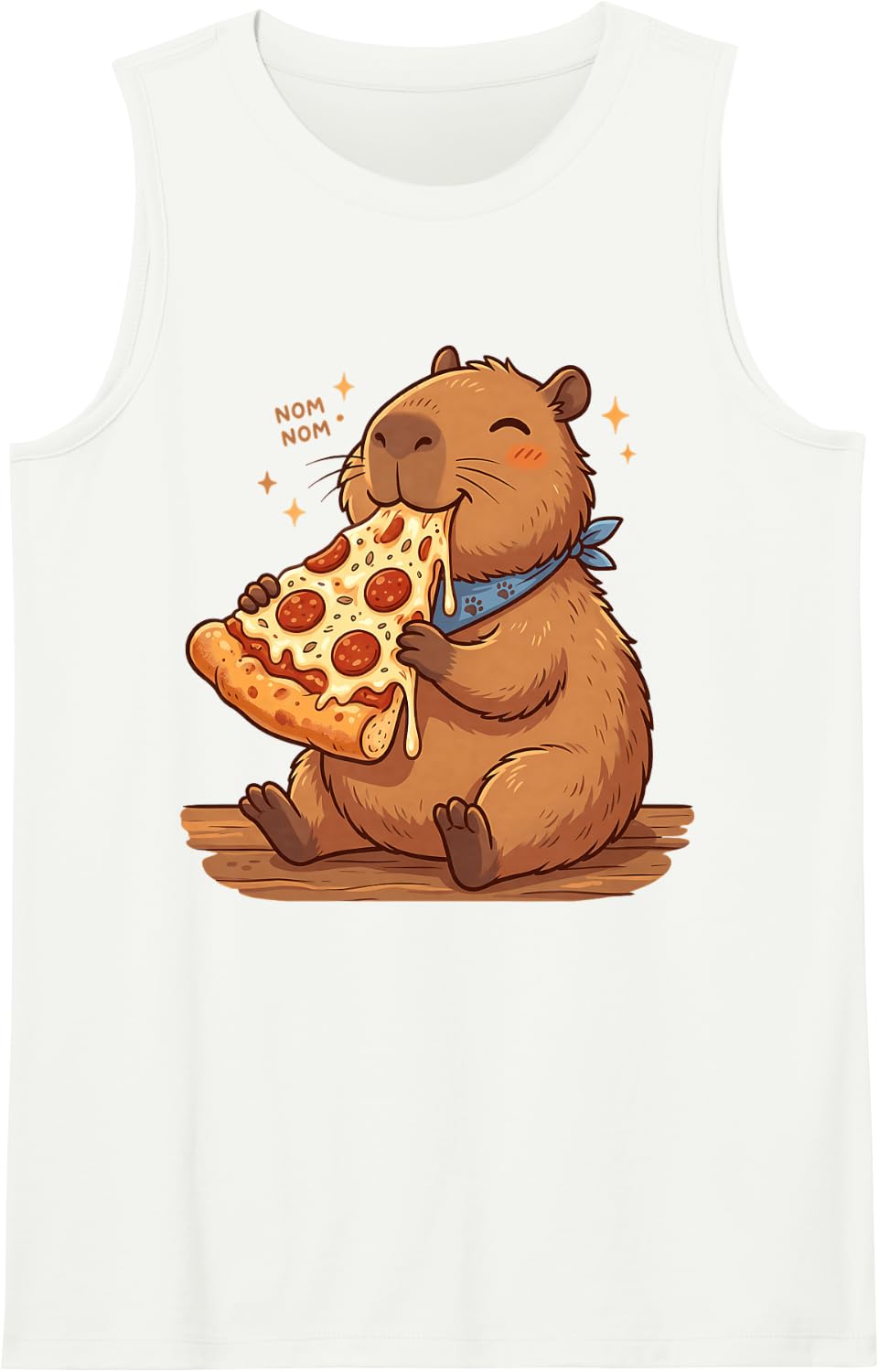Capybara Pizza Sleeveless Tank Top - White