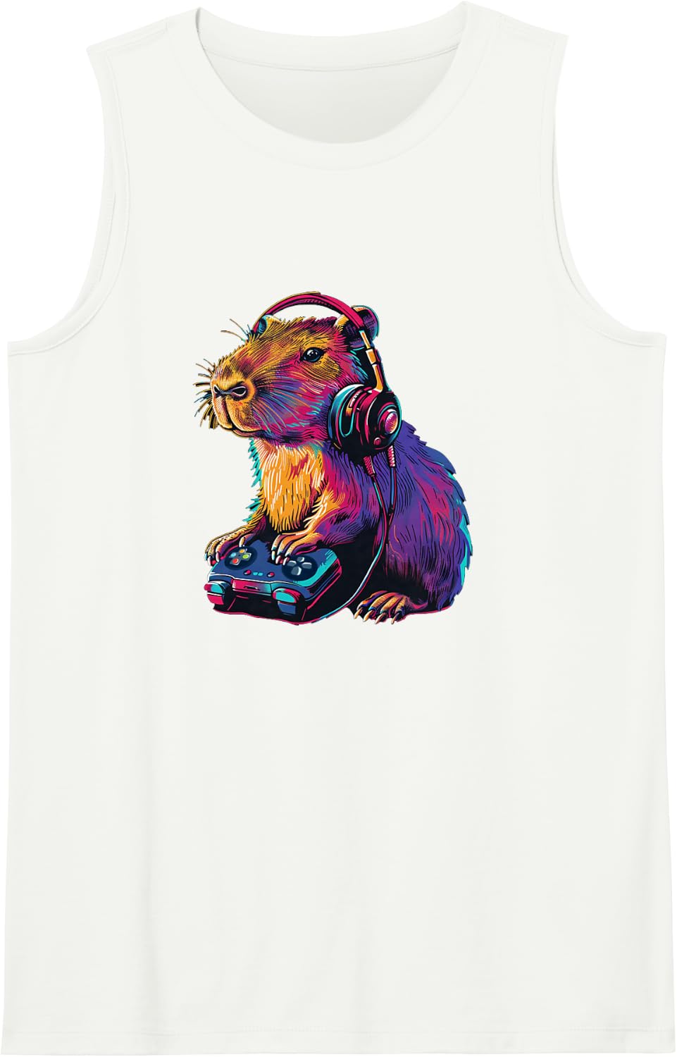Capybara Funny Video Games Gamer Player Capybara Lover Sleeveless Tank Top - White