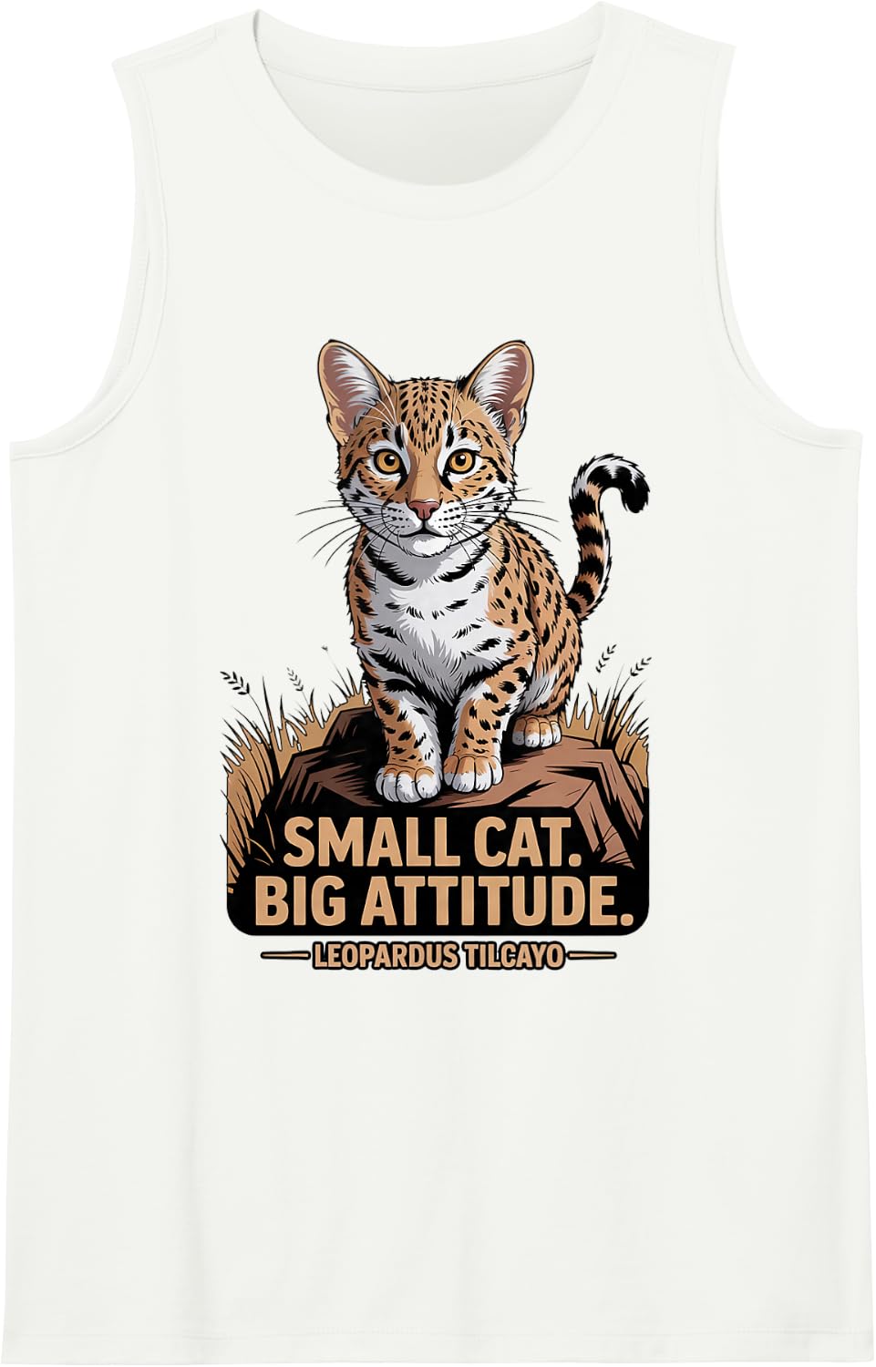 Small Cat Lover Wildlife Leopardus Tilcayo Cat Sleeveless Tank Top - White