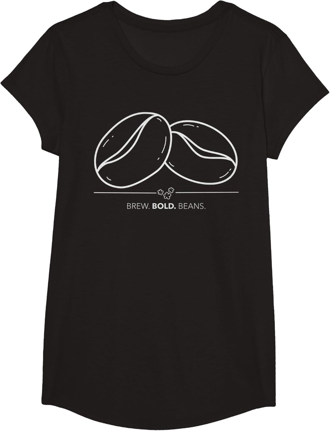 Brew. Bold. Beans. Coffee Lovers - Minimalist Design T-Shirt - Girls Black