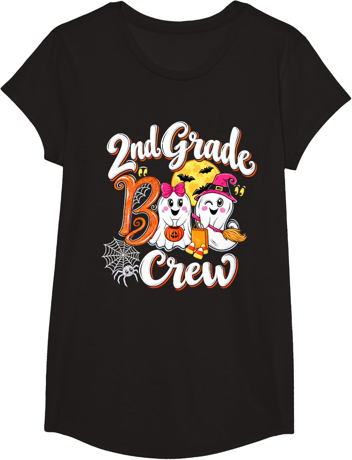 2nd Grade Boo Crew Halloween Preschool Teacher 2nd Grade T-Shirt - Girls Black