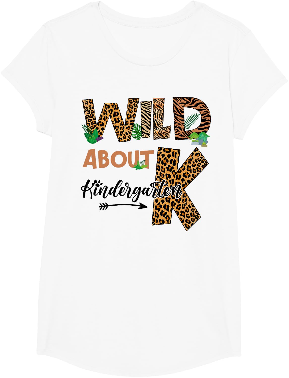 Wild About Kindergarten Teacher Leopard Print Animal Lovers T-Shirt - Girls White