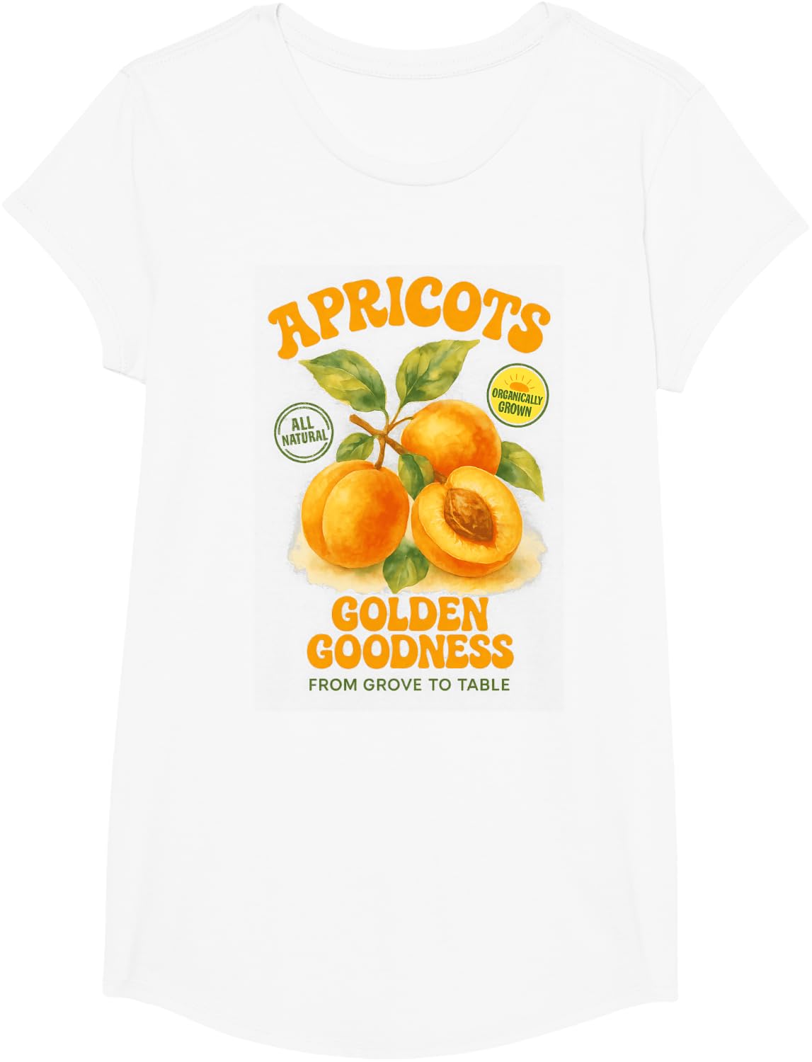 Apricot Golden Goodness From Grove To Table Farmer Retro T-Shirt - Girls White