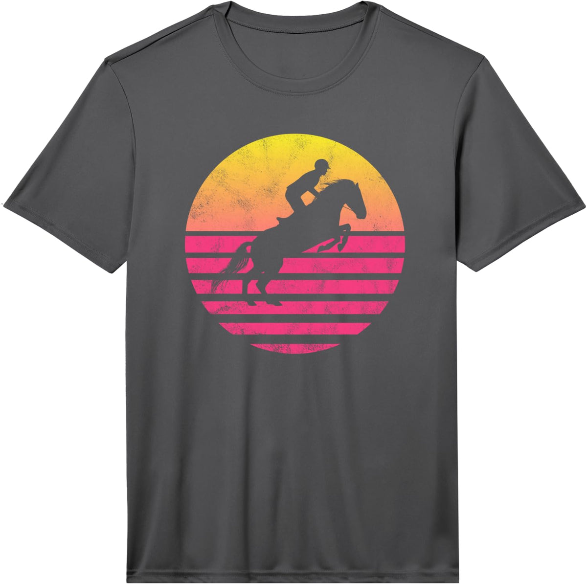 Classic Show Jumping Horse Gift Performance T-Shirt - Asphalt Grey