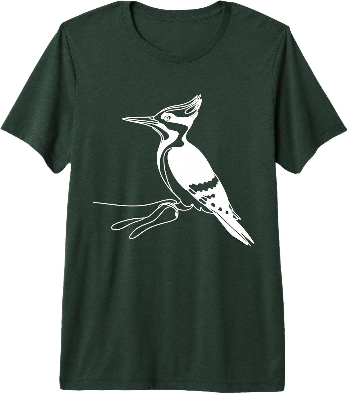 Pileated Woodpecker Line Art Birdwatcher Premium Tri-Blend T-Shirt - Forest