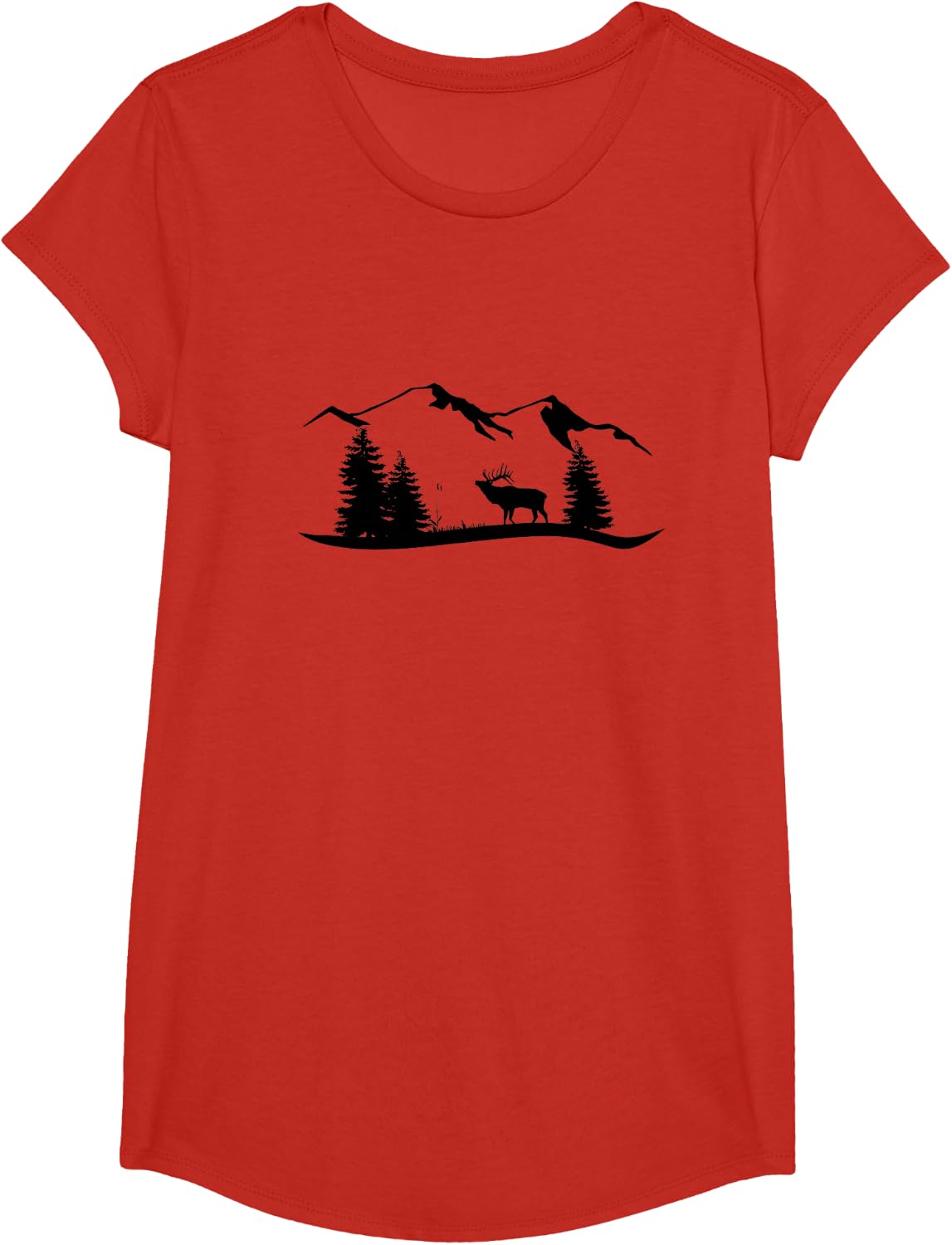 Wild Hunting Outdoors Rocky Mountain Elk T-Shirt - Girls Red