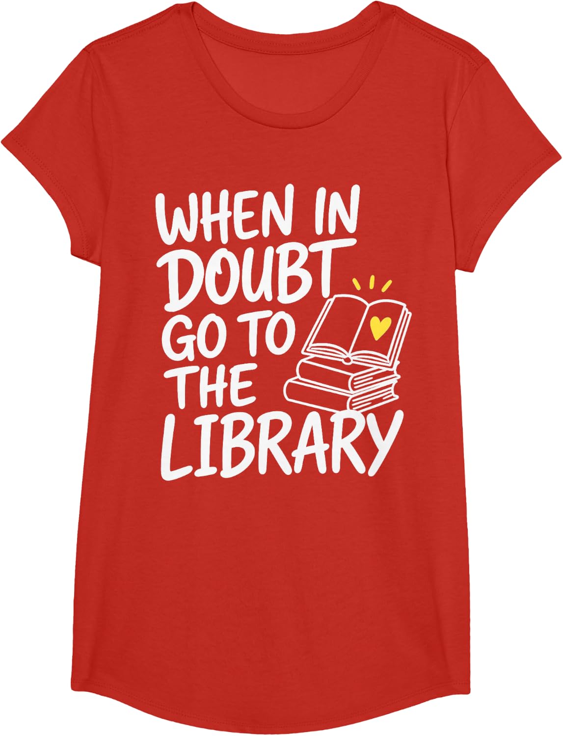 Librarian Book Lover Cute Library T-Shirt - Girls Red