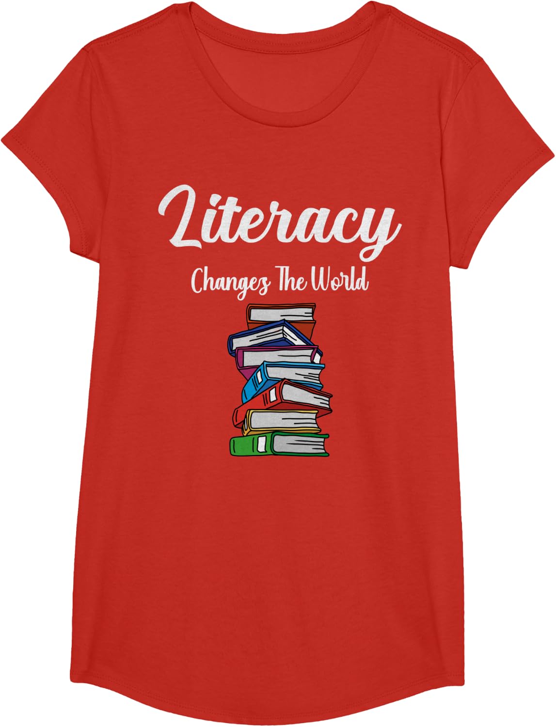 Literacy Changes The World Reading Book Lover Outfit T-Shirt - Girls Red