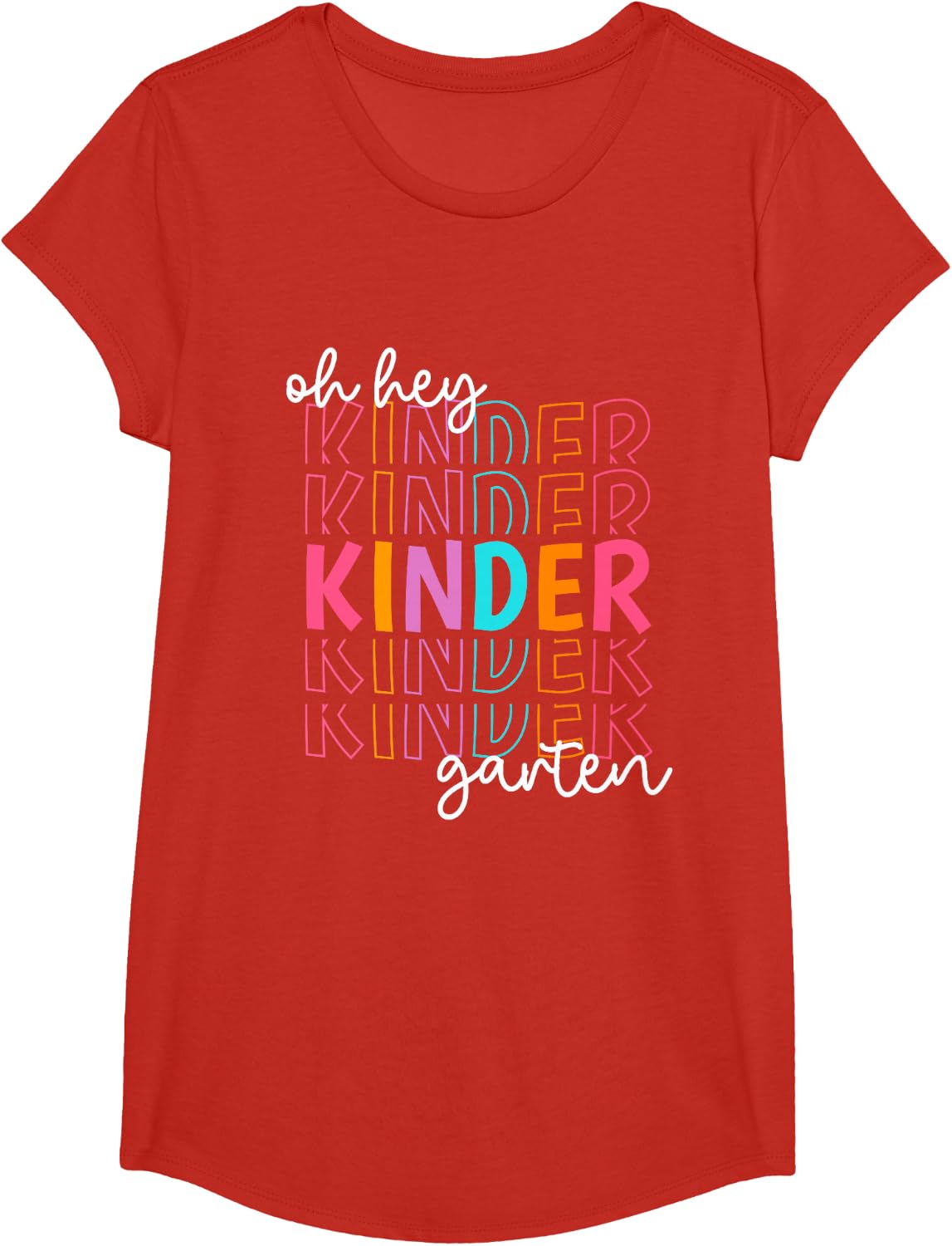Back to School Oh Hey Kindergarten Teacher T-Shirt Tee for Women Students - Girls Red