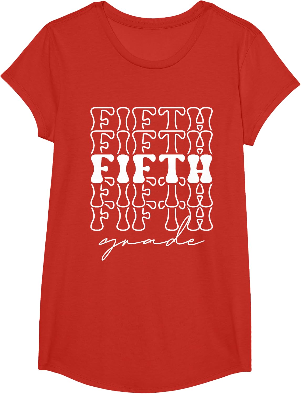 Fifth Grade Groovy Teachers Students Welcome Back to School T-Shirt - Girls Red
