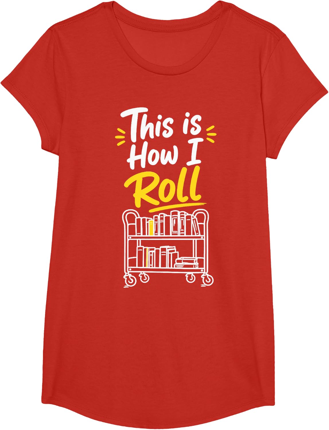 Funny Librarian Books Library T-Shirt - Girls Red