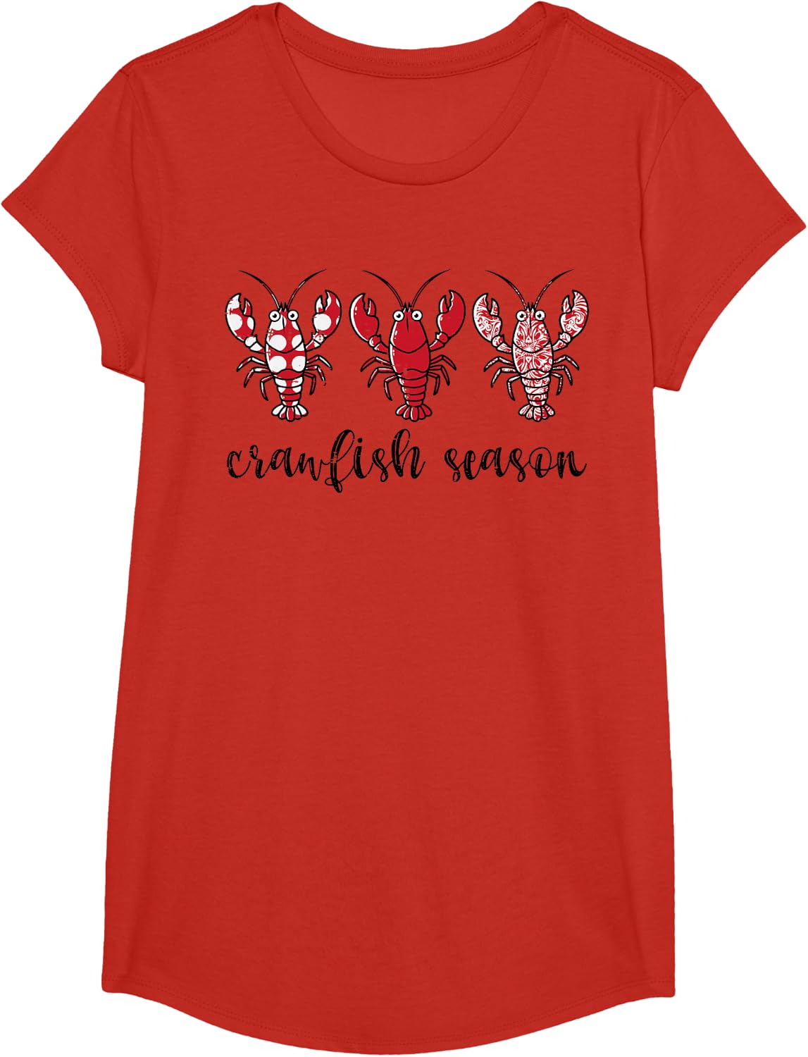 Crawfish Season Crayfish Patterns Cajun Boil Men Women Kids T-Shirt - Girls Red