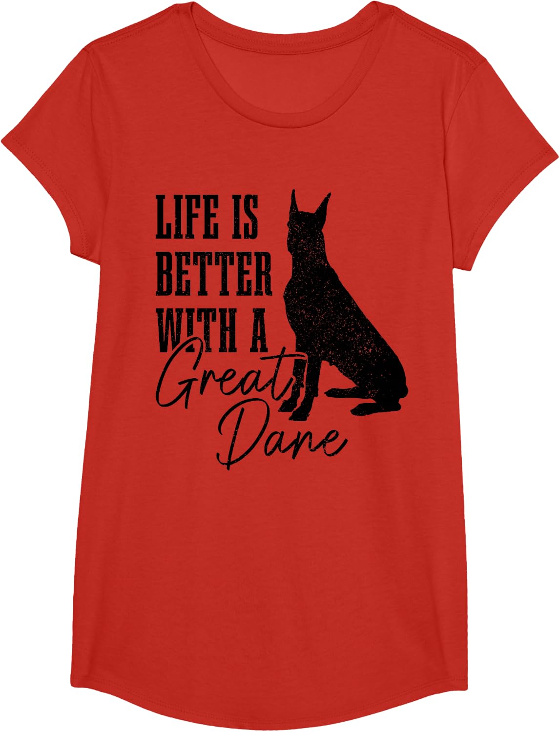 Great Dane Life Is Better With A Great Dane Dog Mom Dad T-Shirt - Girls Red