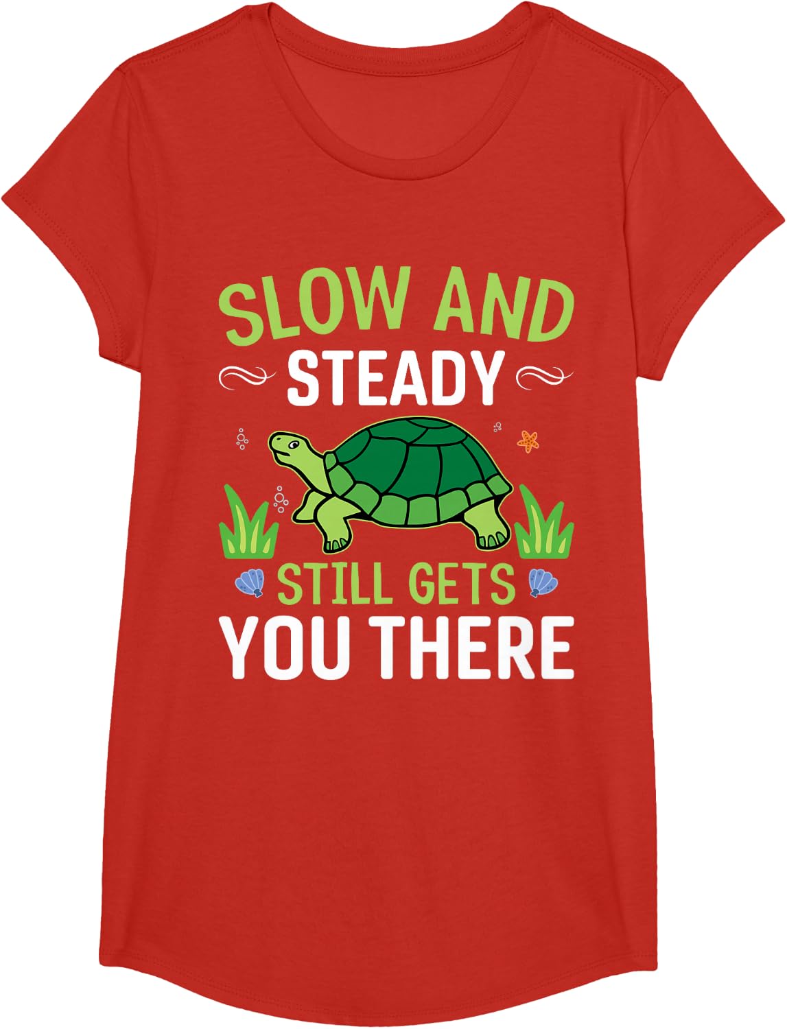 Slow And Steady Still Gets You There Turtle T-Shirt - Girls Red