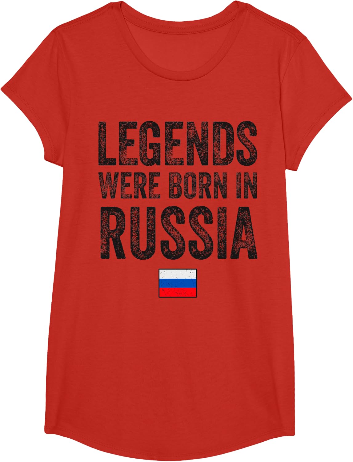 Legends Were Born In Russia Russian Flag Pride Roots Tee T-Shirt - Girls Red