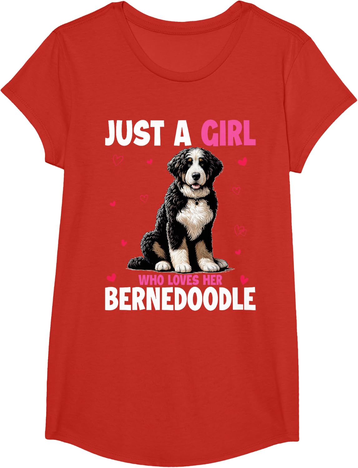 Just a Girl Who Loves Her Bernedoodle Dog Breed Lovers T-Shirt - Girls Red