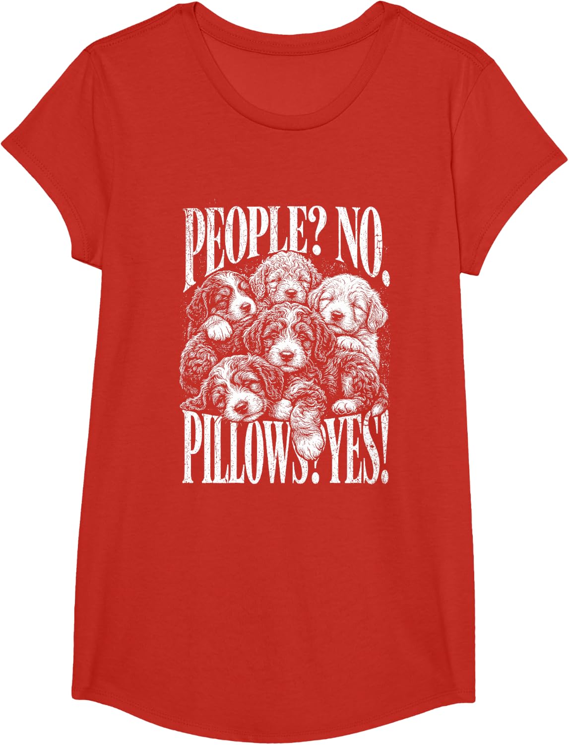 Bernedoodle Puppy Anti Social Introvert Sleepy T-Shirt - Girls Red