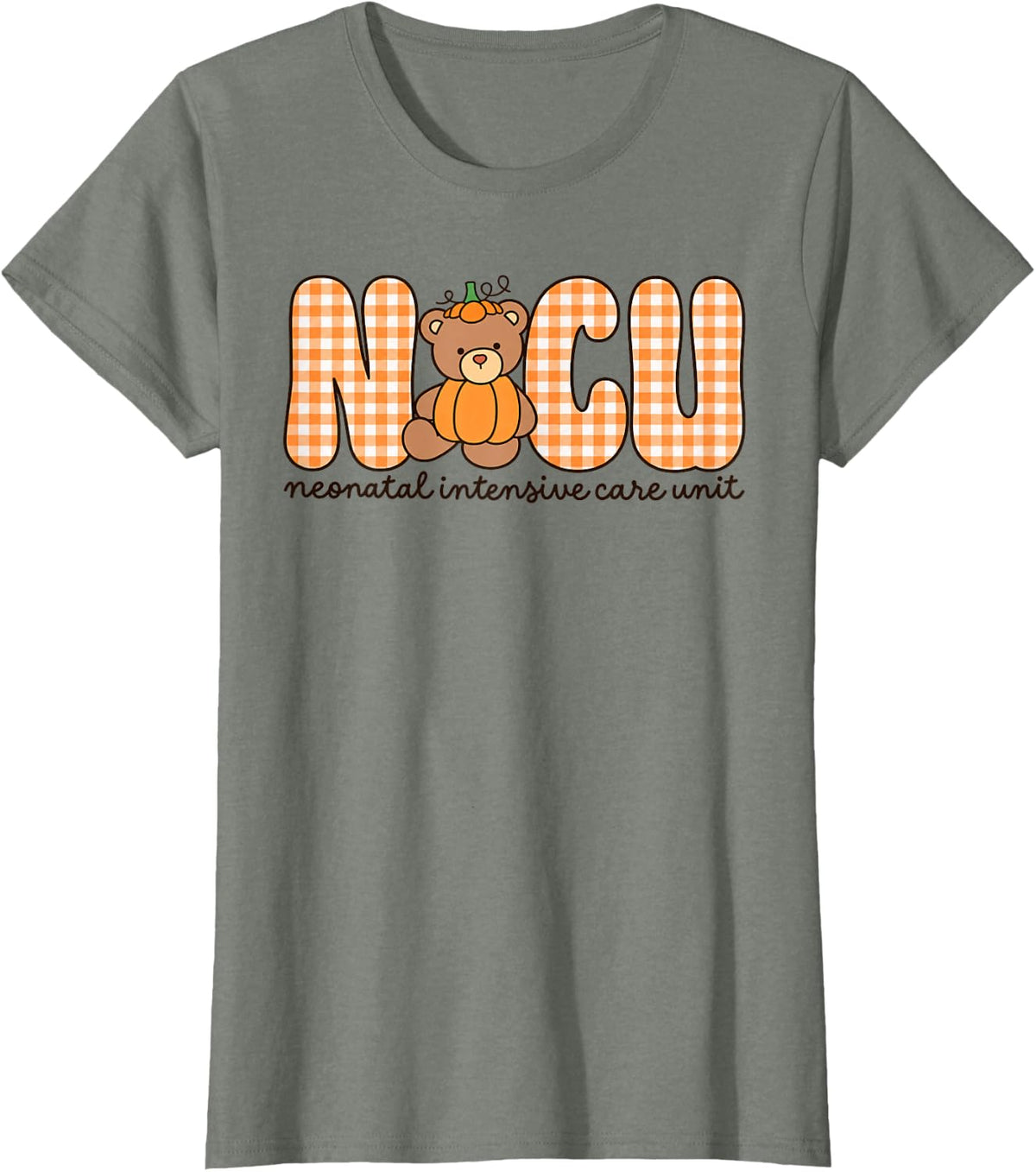 NICU Nurse Fall Neonatal Intensive Care Unit T-Shirt - Olive Heather