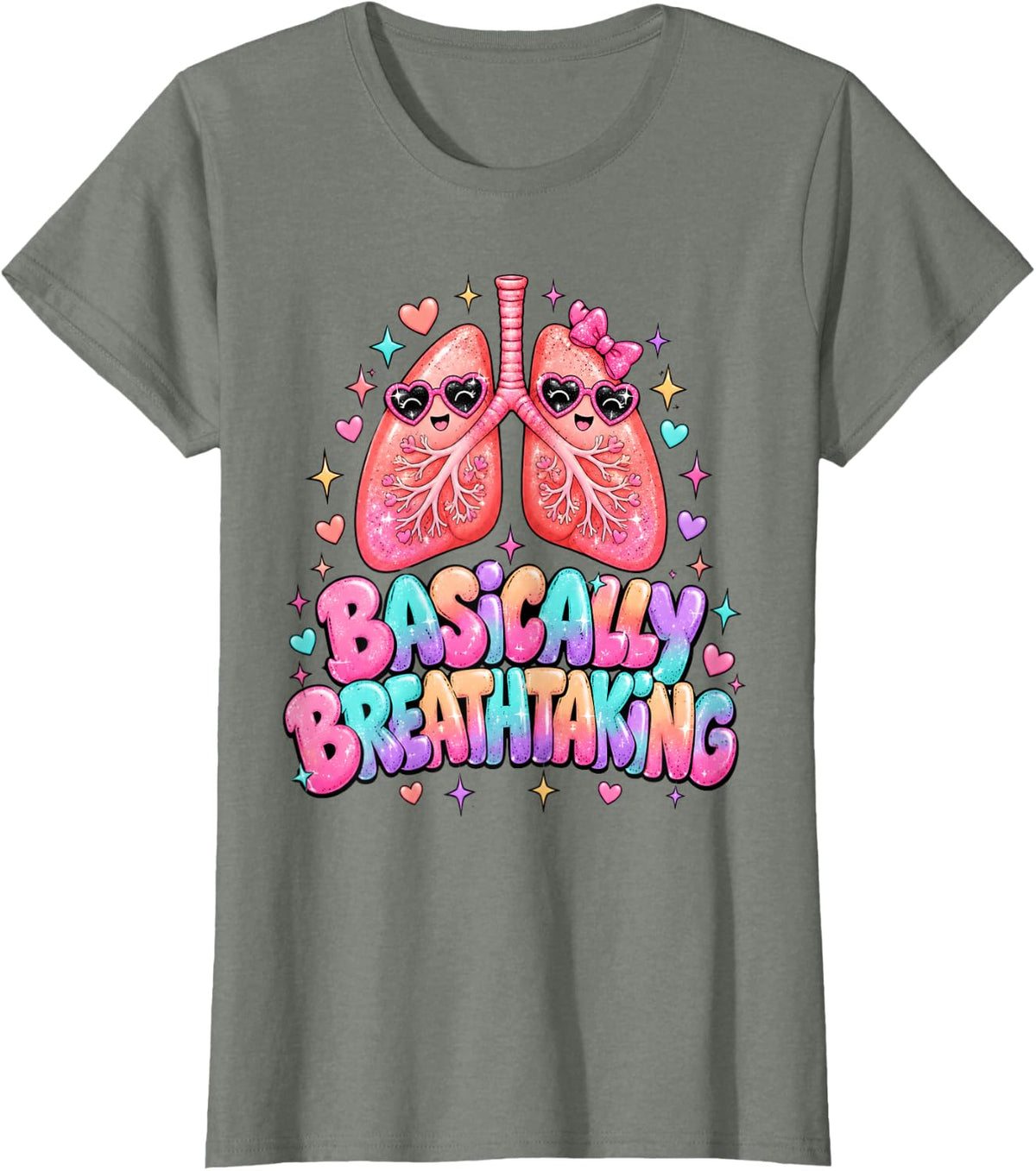 Pulmonology Breathtaking Respiratory Therapist RT Care Week T-Shirt - Olive Heather