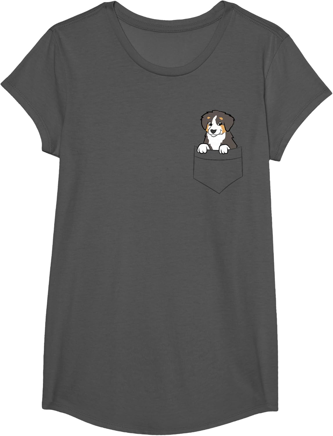 Bernedoodle In The Pocket Cute Bernedoodle T-Shirt - Girls Asphalt Grey