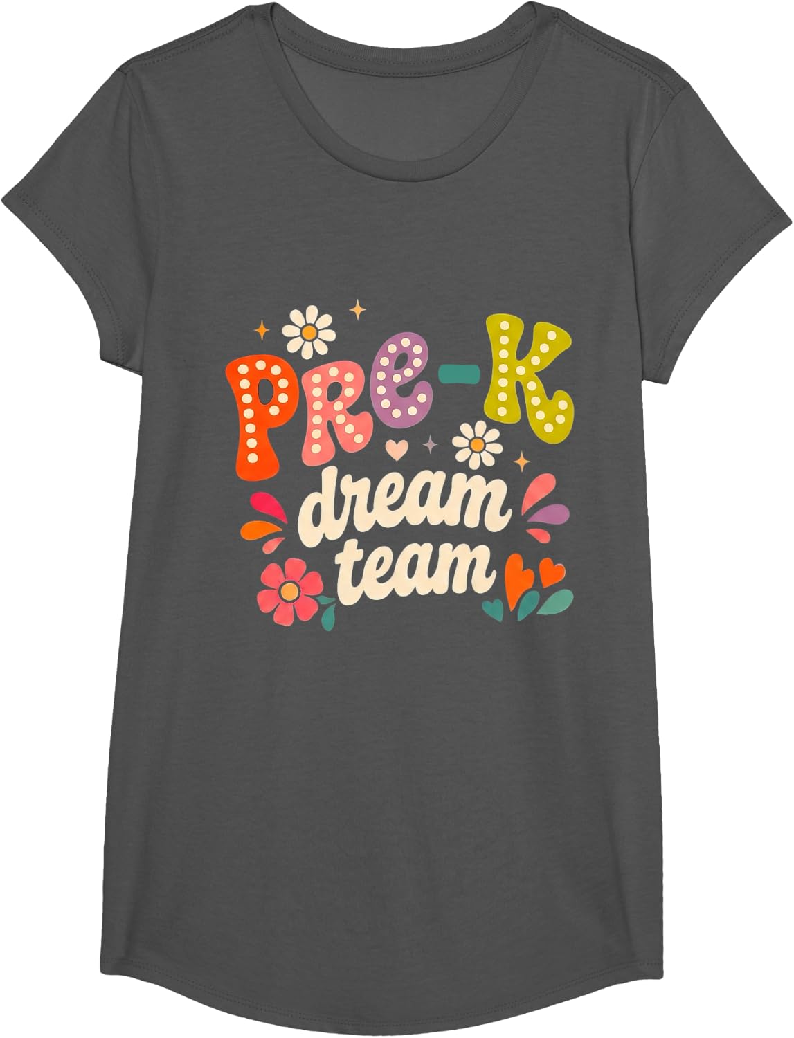 Pre-K Dream Team Back to School Pre-K Teacher Kids T-Shirt - Girls Asphalt Grey
