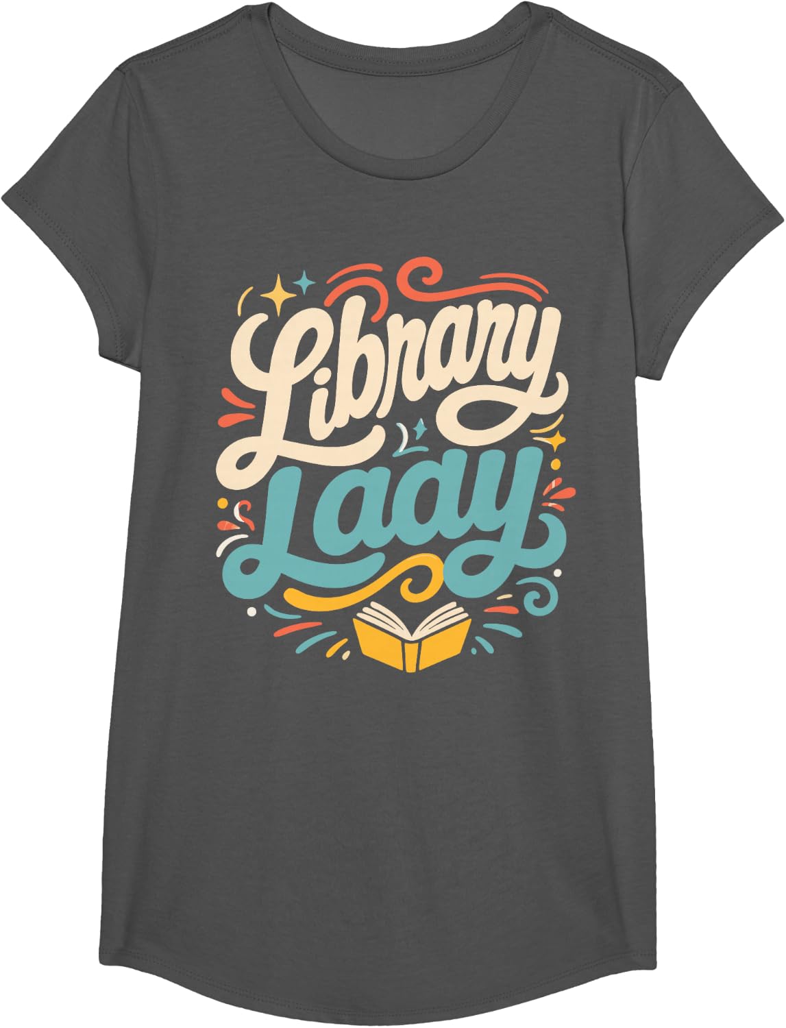 Library Lady Woman Librarian T-Shirt - Girls Asphalt Grey