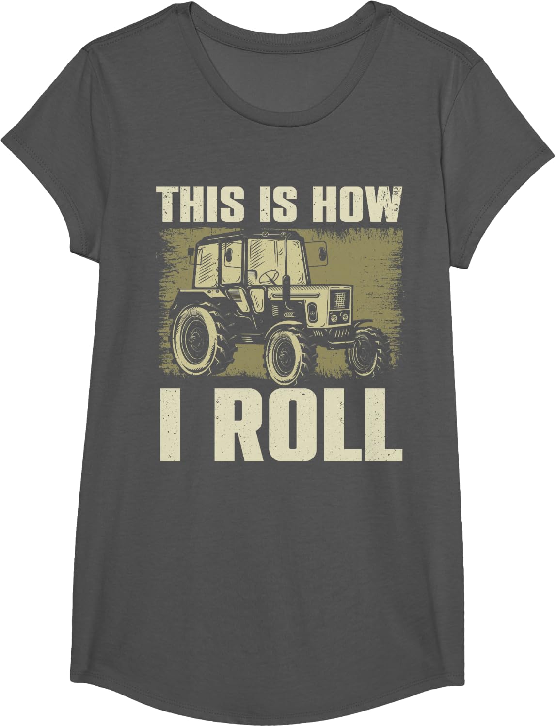 Cool Tractor Art For Men Women Farming Truck Driver Farmer T-Shirt - Girls Asphalt Grey