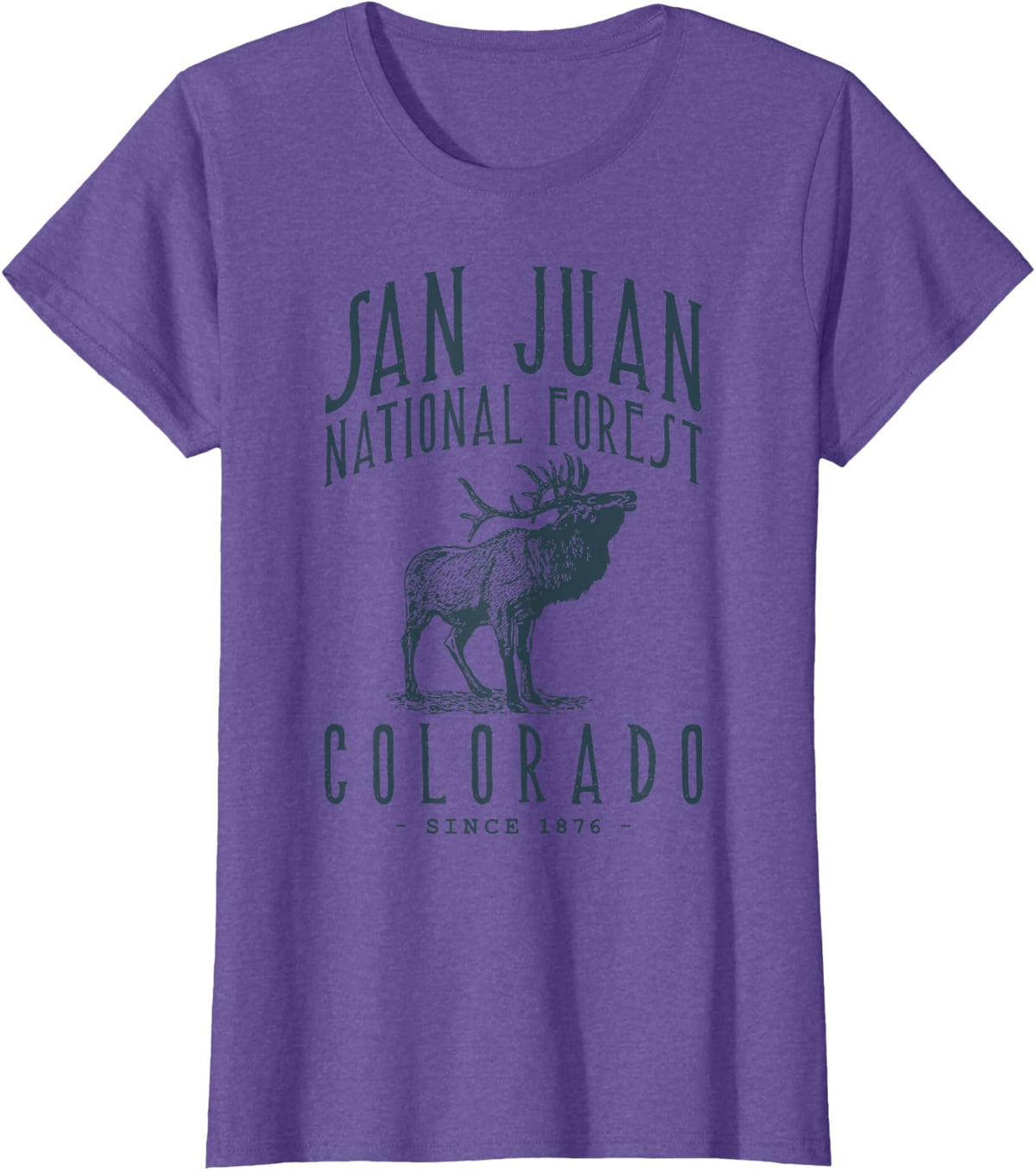 SAN JUAN NATIONAL FOREST ELK HUNTING COLORADO T-Shirt - Purple Heather