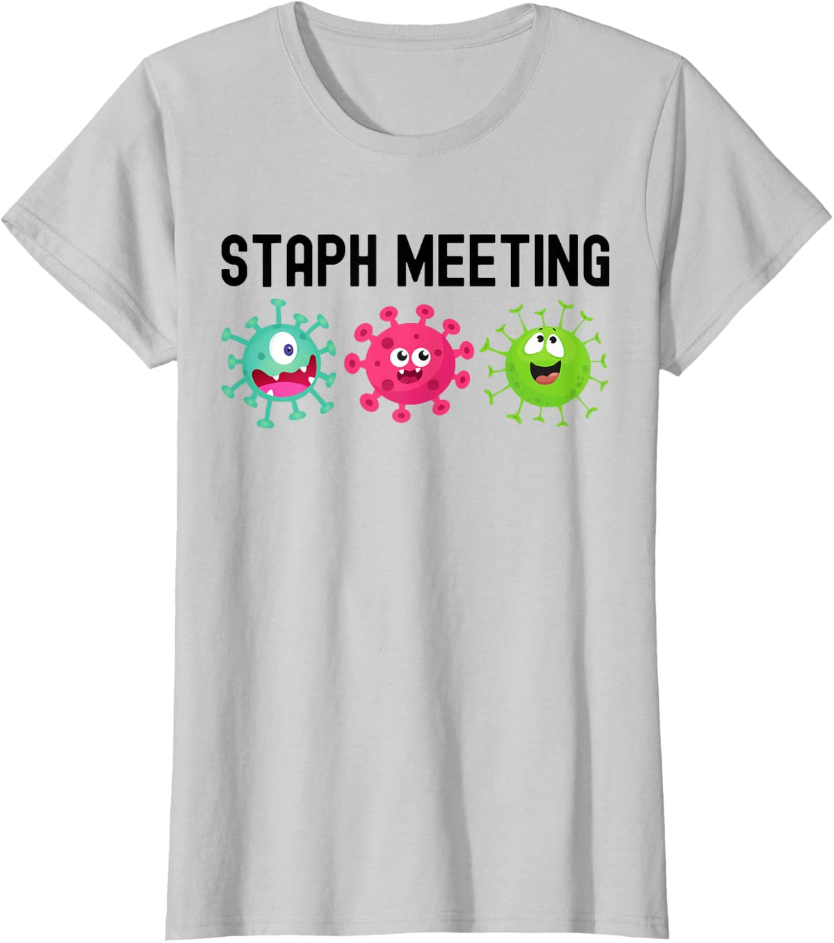 Staph Meeting - Microbiologist Humor, Funny Microbiology T-Shirt - Silver Grey