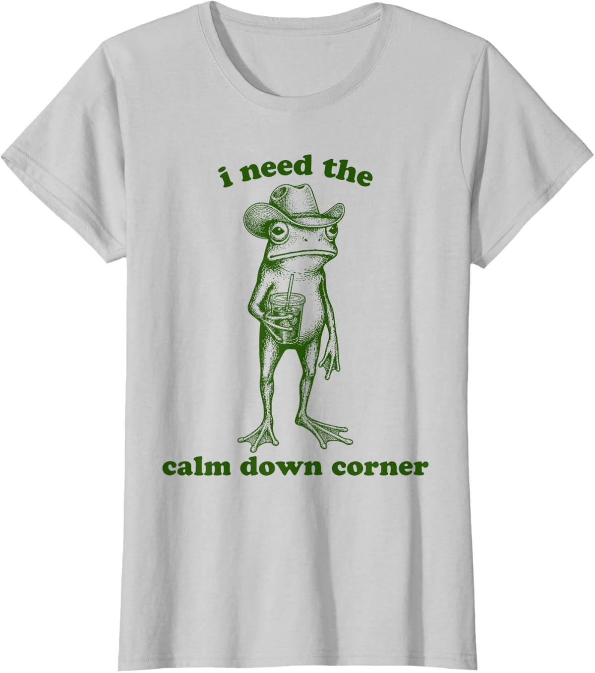Funny Cowboy Frog SPED Teacher I Need the Calm Down Corner T-Shirt - Silver Grey
