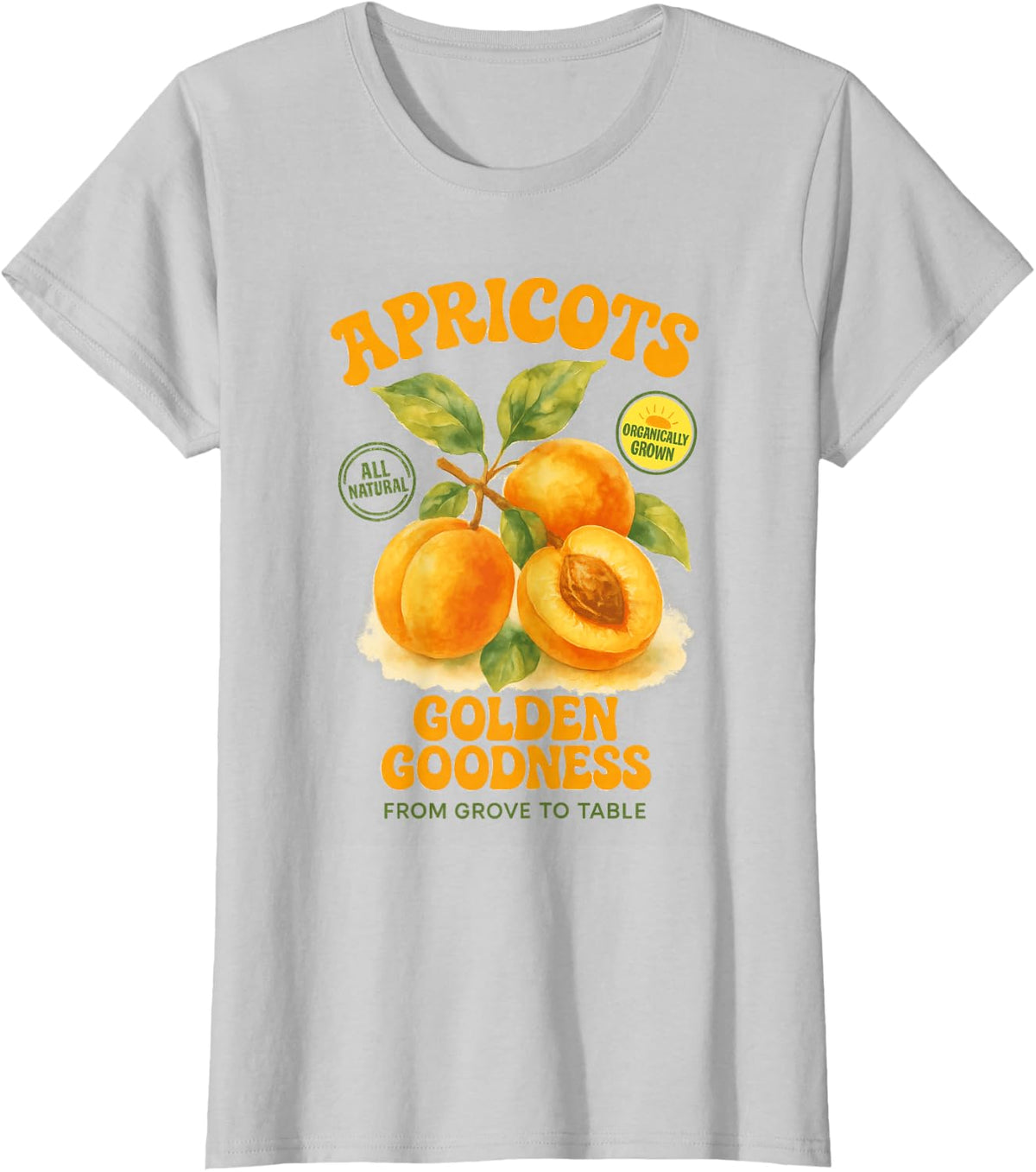 Apricot Golden Goodness From Grove To Table Farmer Retro T-Shirt - Silver Grey