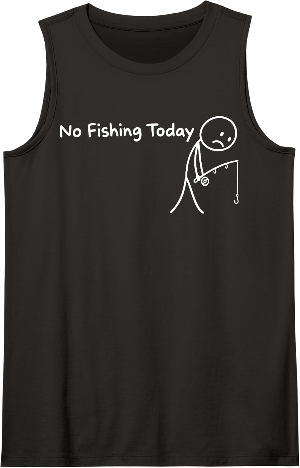 No Fishing Today Funny Fisherman Angler Fishing Humor Sleeveless Tank Top - Black