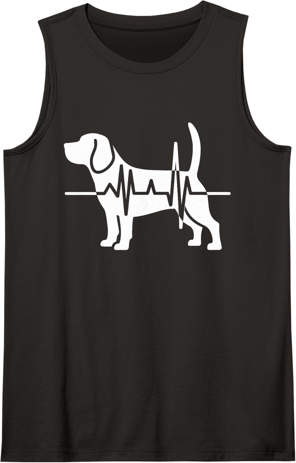 Basset Hound Heartbeat Dog Lover Design Sleeveless Tank Top - Black