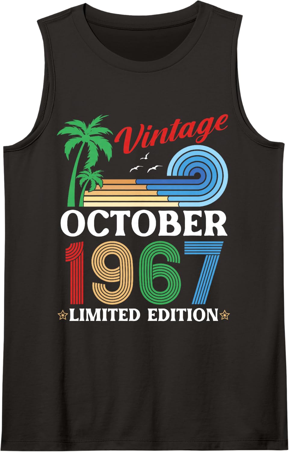 Vintage October 1967 Limited Edition 59 Years Old Birthday Tank Top - Black