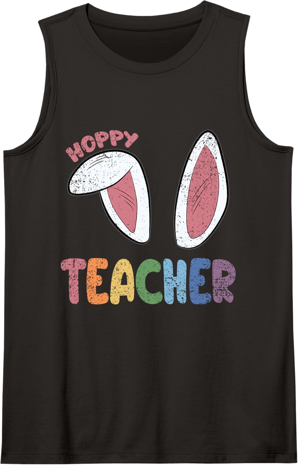 Hoppy Teacher Easter Cute Rabbit Bunny Ears Spring Sleeveless Tank Top - Black
