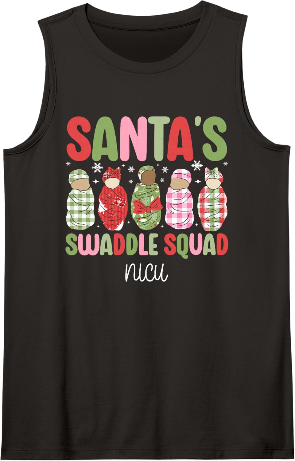 NICU Squad Christmas NICU Nurse Xmas Neonatal ICU Nurse Sleeveless Tank Top - Black
