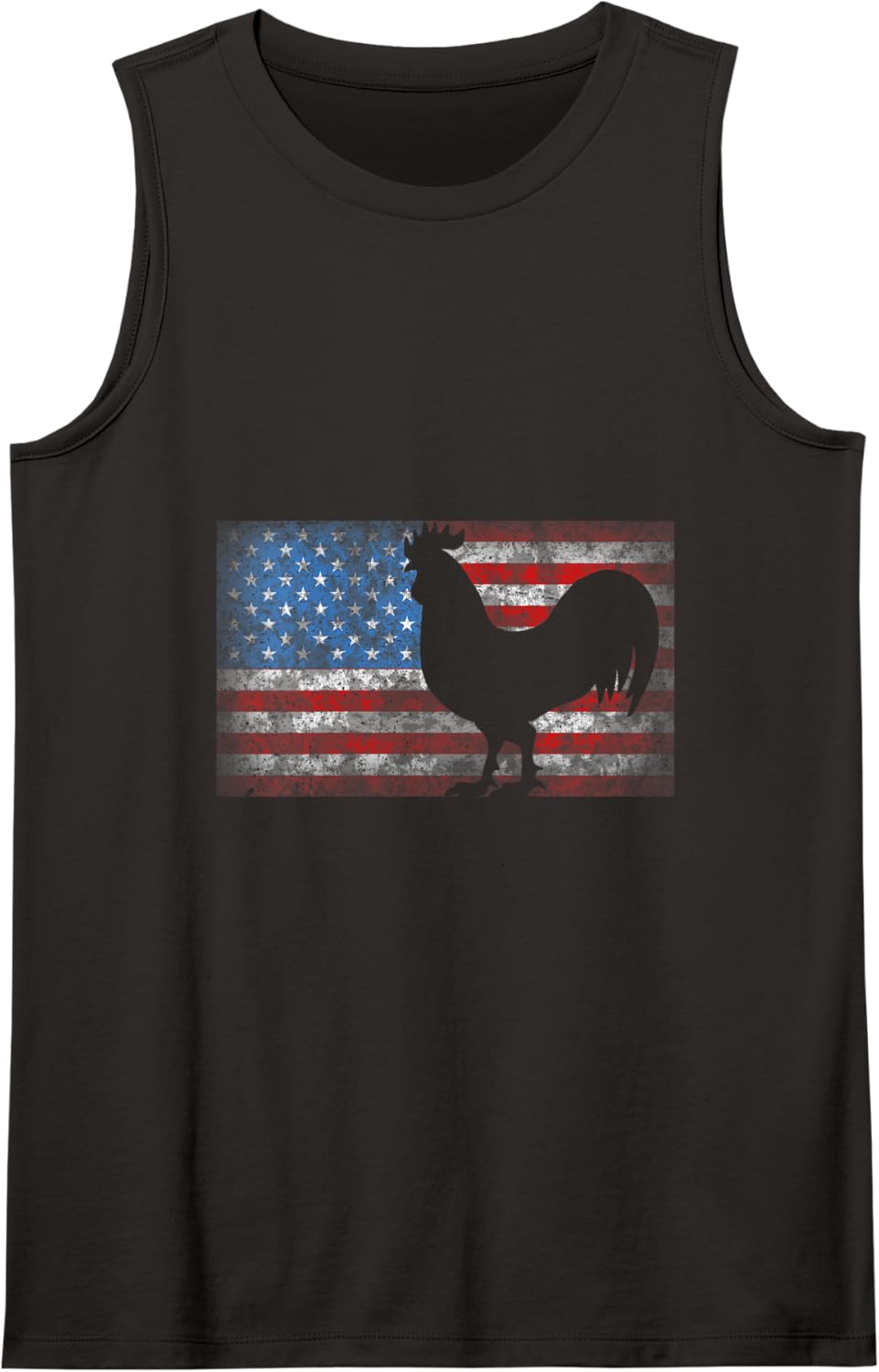 American Flag Rooster Chicken Shirt 4th of July Animal Gift Tank Top - Black