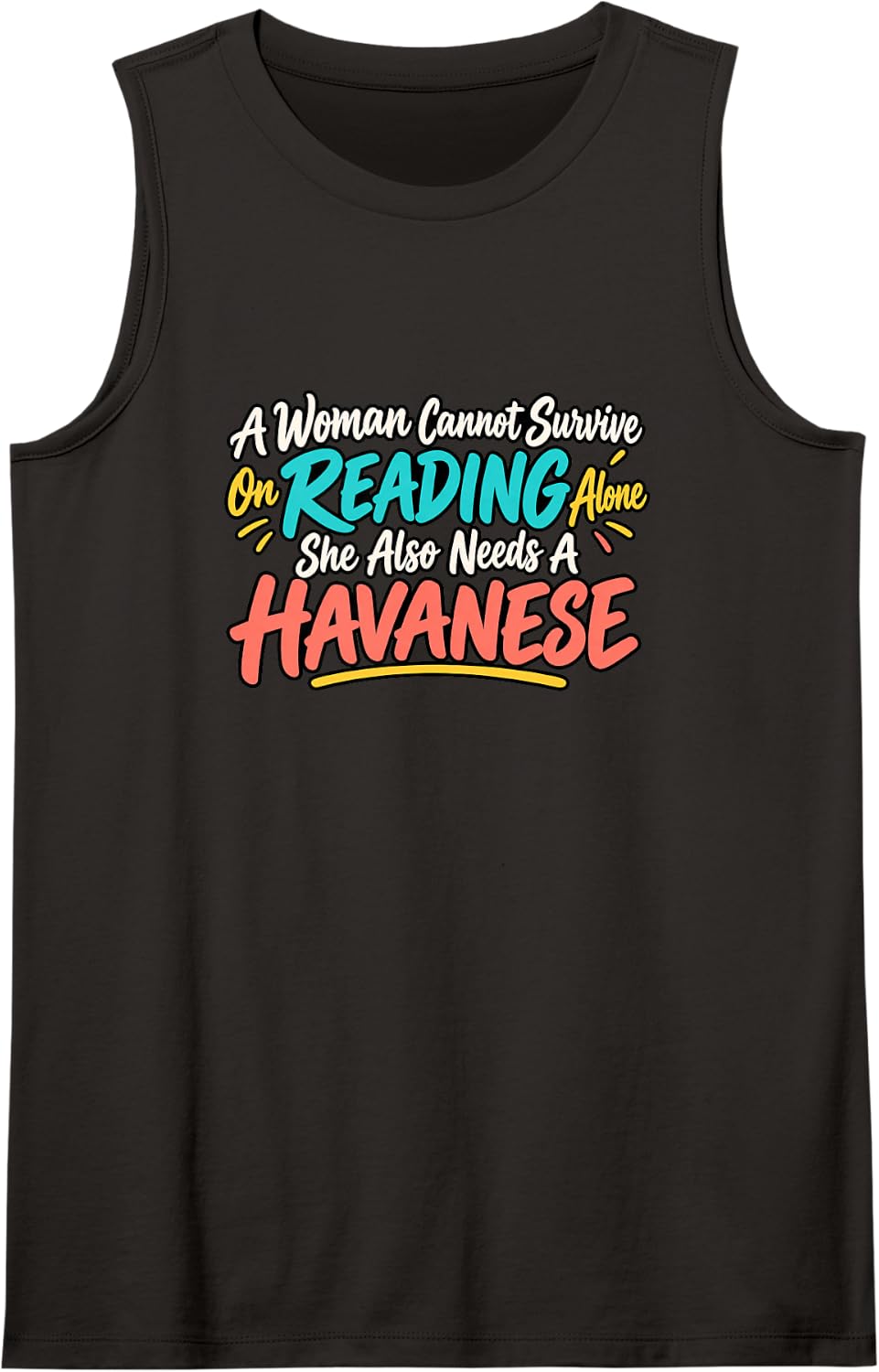 Funny Reading Havanese Woman Book Lover Dog Mom Humor Sleeveless Tank Top - Black