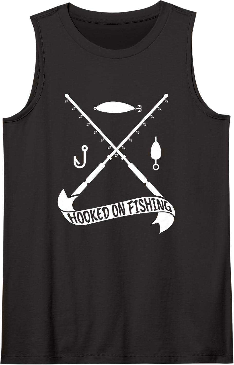 Fishing Fishermen Angler Saying Hooked On Fishing Sleeveless Tank Top - Black