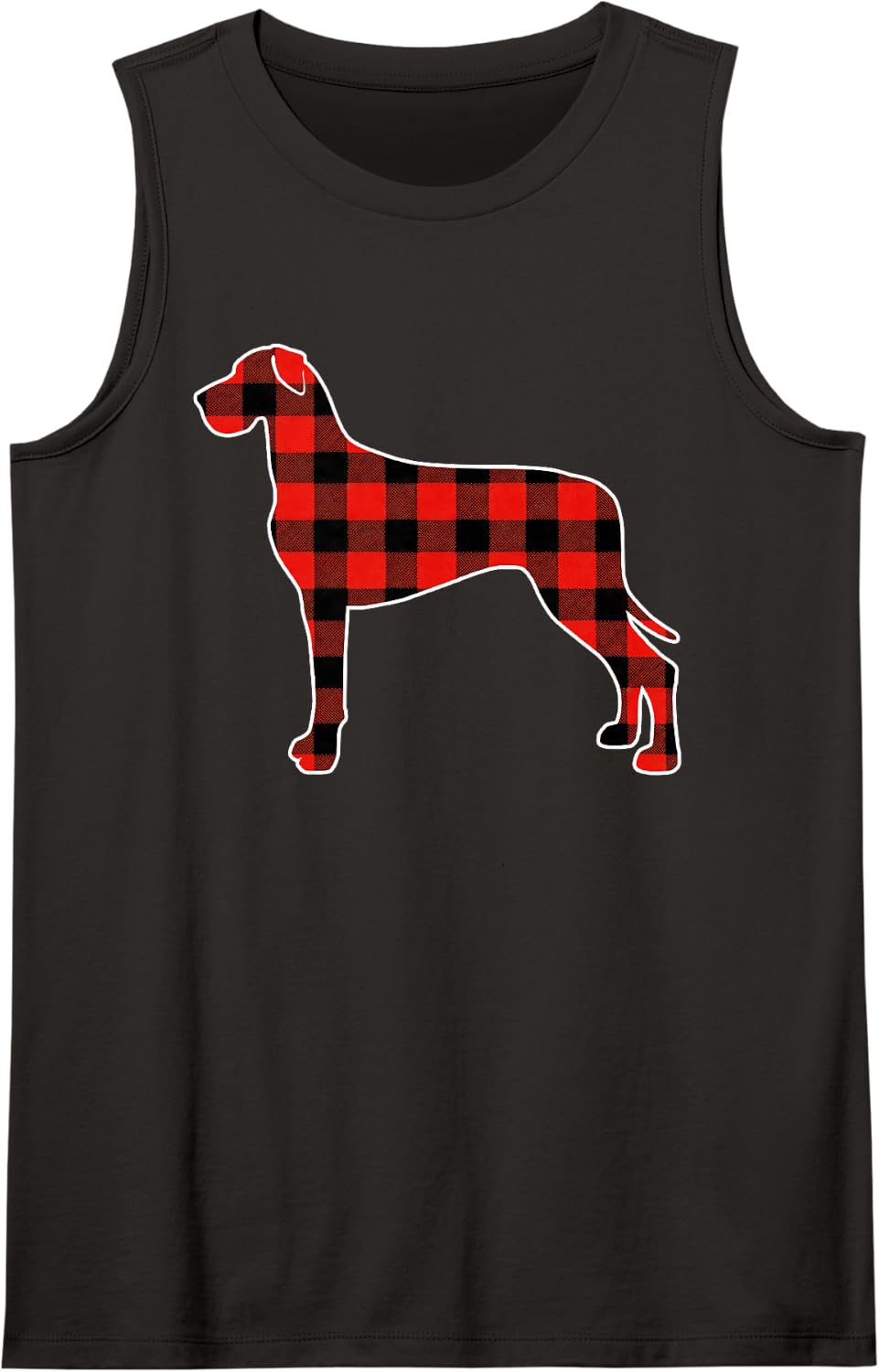 Red Buffalo Plaid Pajama Great Dane Christmas Dog Lover Sleeveless Tank Top - Black