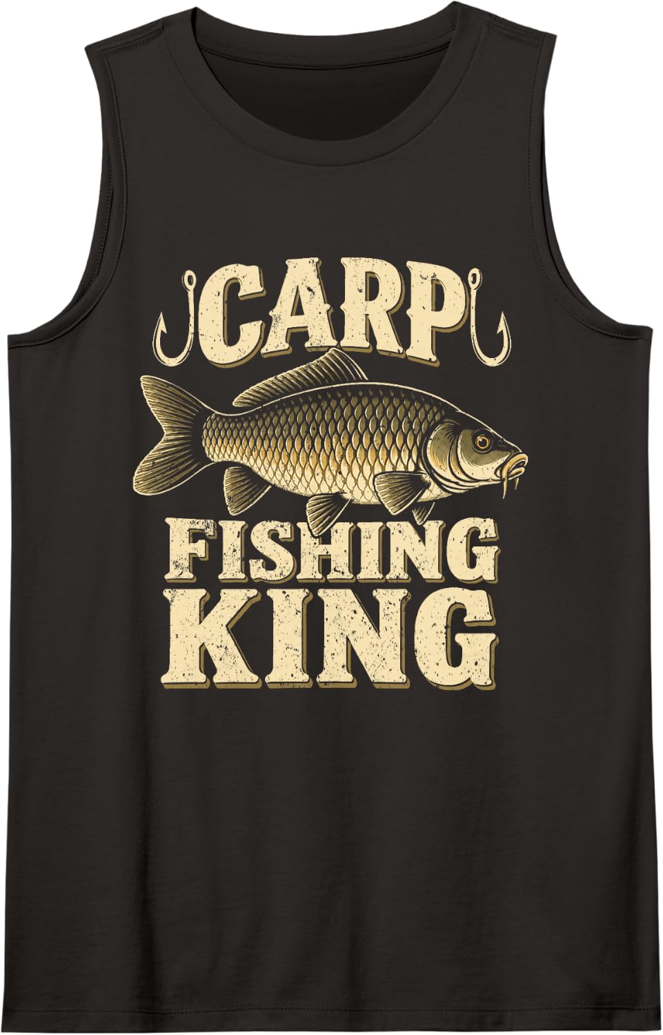 Carp Fishing King Fisherman Angler Carp Fish Angling Sleeveless Tank Top - Black