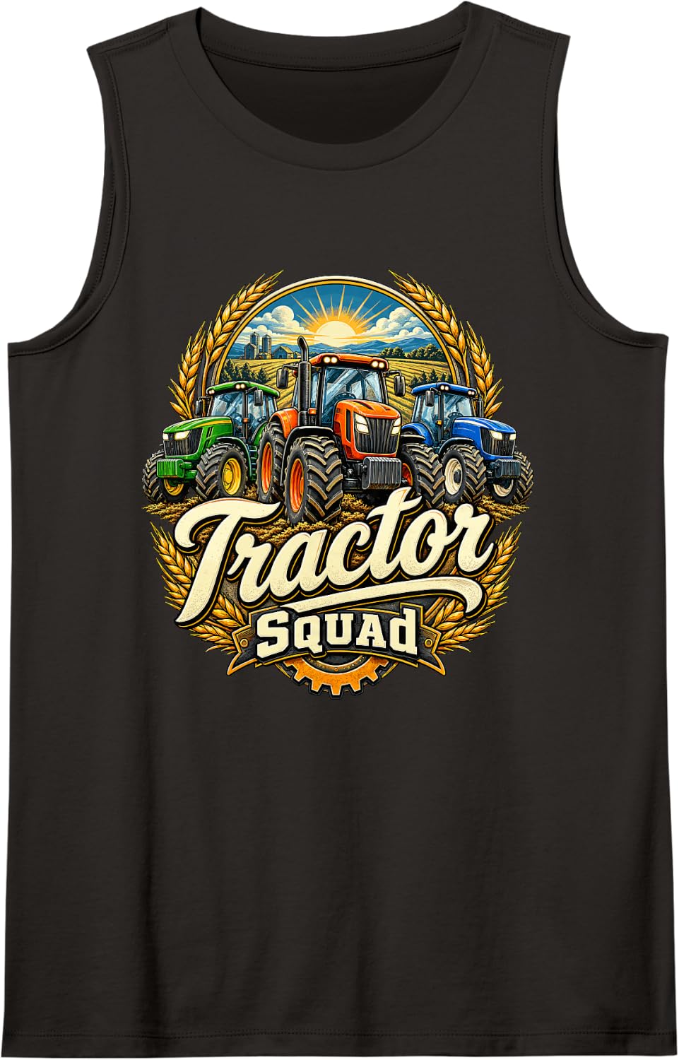 Women's Tractor Squad Vintage Farmer Farming Team T-Shirt Sleeveless Tank Top - Black